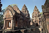 Banteay Srei temple - a 'mandapa' precedes the three towers of the central sanctuary